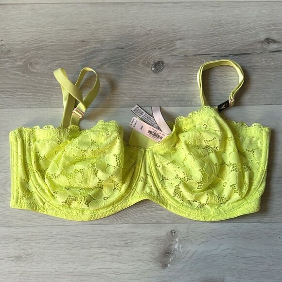 Victoria Secret lace bra Strapless or with straps Color-Bright Yellow 38DD nwt - Picture 3 of 5